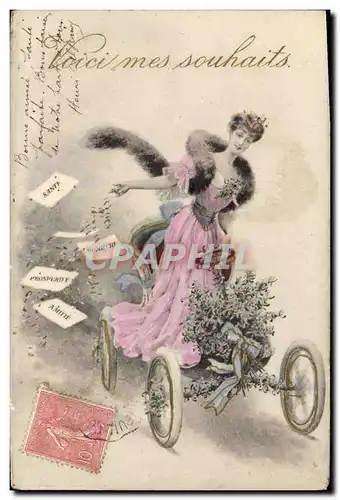 Cartes postales Fantaisie Illustrateur Femme Automobile