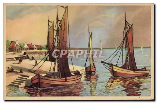 Cartes postales Fantaisie Illustrateur Bateaux