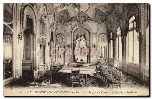 Cartes postales Casino Monte Carlo Une salle de jeu du casino Salon Vert Roulette