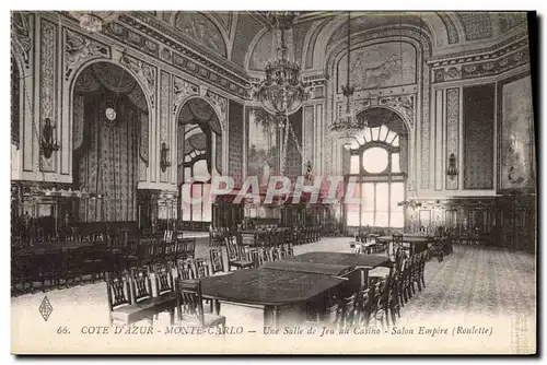 Cartes postales Casino Monte Carlo Une salle de jeu au casino Salon Empire Roulette