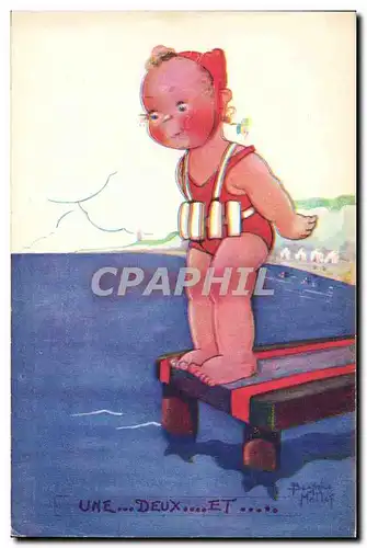 Cartes postales Fantaisie Illustrateur Mallet Enfant Une deux et