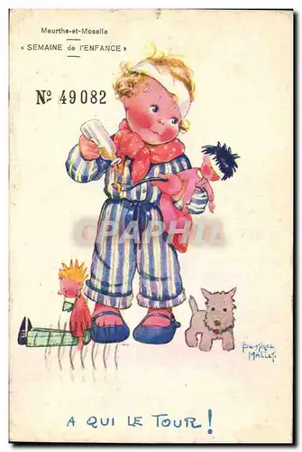 Ansichtskarte AK Fantaisie Illustrateur Mallet Enfant A qui le tour chien