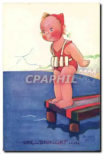 Cartes postales Fantaisie Illustrateur Mallet Enfant Une deux et