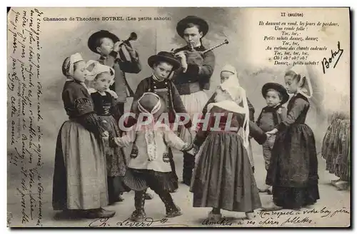 Cartes postales Folklore Chansons de Theodore Botrel Les petits sabots Enfants