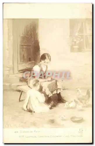 Cartes postales Salons de Paris Mme Clotilde Chretien Colombe Les poussins