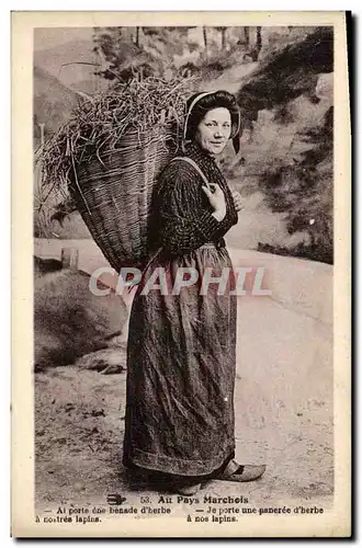 Cartes postales Folklore Au Pays Marchois Je porte une paneree d&#39herbe a nos lapins