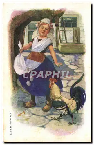 Cartes postales Fantaisie Illustrateur Femme Coq