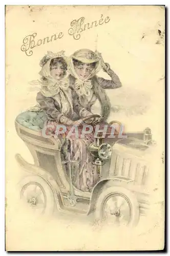 Ansichtskarte AK Fantaisie Illustrateur Femmes Automobile