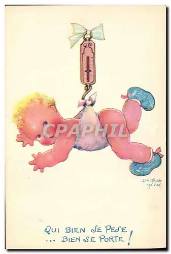 Ansichtskarte AK Fantaisie Illustrateur Enfants Beatrice Mallet Qui bien se pese