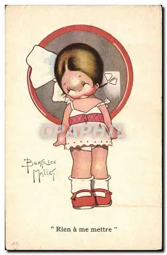 Cartes postales Fantaisie Illustrateur Enfants Beatrice Mallet Rien a me mettre