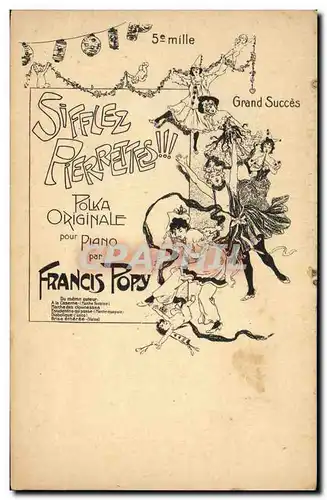 Cartes postales Sifflez Pierrettes Polka originale pour piano Francis Popy
