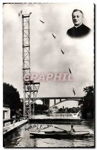 Cartes postales moderne 1957 plongeon de l'abbe Simon Coupe internationale de natation