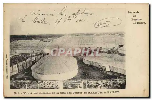 Cartes postales Cirque Barnum et Bailey Vue a vol d&#39oiseau de la cite des tentes