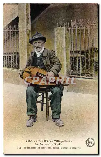 Cartes postales Folklore Le joueur de Vielle Type de musicien de campagne Bourree