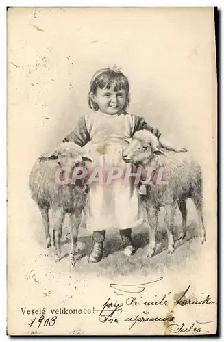 Cartes postales Enfant Moutons