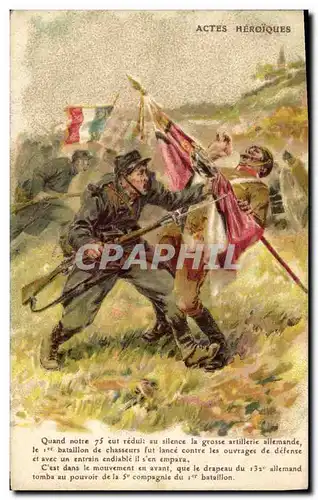 Cartes postales Militaria Actes heroiques