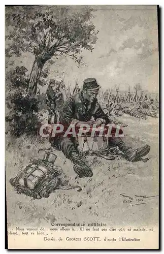 Ansichtskarte AK Militaria Correspondance militaire Georges Scott L&#39Illustration