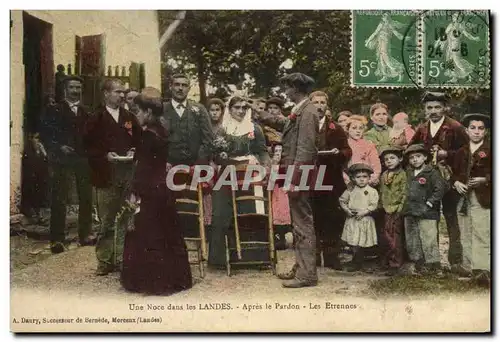 Cartes postales Folklore Une noce dans les Landes Apres le pardon Les etrennes Mariage TOP