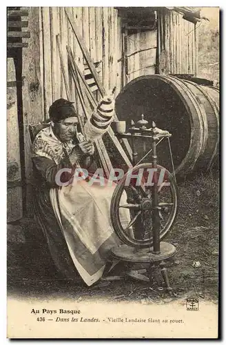 Ansichtskarte AK Folklore Au pays Basque Dans les Landes Vieille Landaise filant au rouet