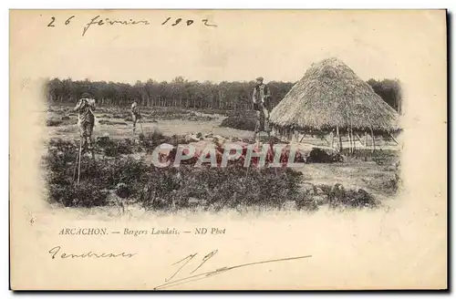 Cartes postales Folklore Arcachon Bergers landais Moutons