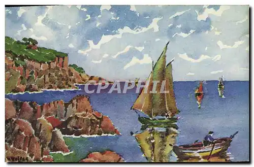 Cartes postales Fantaisie Illustrateur Annemasse Bateau