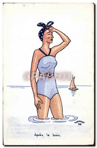 Ansichtskarte AK Fantaisie Illustrateur Femme Apres le bain