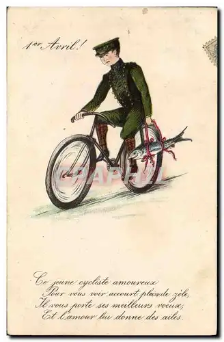 Cartes postales Fantaisie Illustrateur Enfant Velo Cycle Poisson