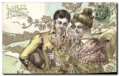 Cartes postales Fantaisie Illustrateur Femme Bons baisers