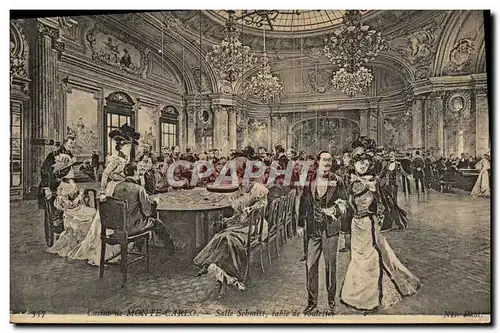 Cartes postales Casino de Monte Carlo Salle Schmitt table de roulette