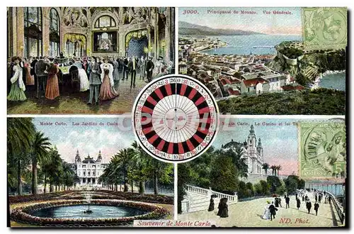 Cartes postales Casino de Monte Carlo Les jardins vue generale Monaco