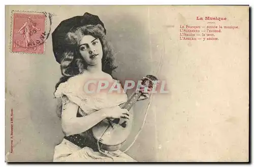 Cartes postales Femme La musique