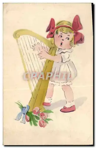 Cartes postales Enfant Harpe