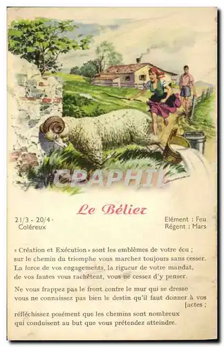 Cartes postales Le belier Mouton Astrologie