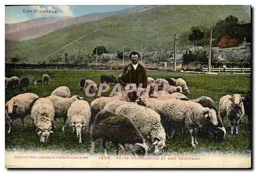 Cartes postales Patre montagnard et son troupeau Moutons