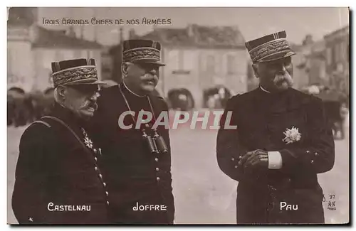 Ansichtskarte AK Militaria Trois Grands chefs de nos armees Castelnau Joffre Pau