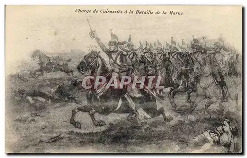 Cartes postales Militaria Charge de cuirassies a la Bataille de la Marne