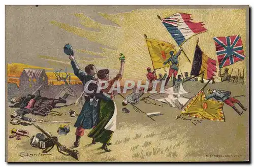 Cartes postales Militaria Drapeaux