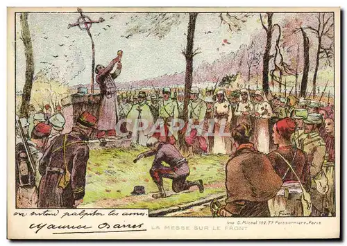 Cartes postales Militaria La messe sur le front Infirmiere