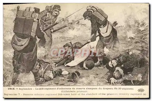 Cartes postales Militaria 7 septembre Le 298eme regiment de reserve s&#39empare du drapeau du 36eme regiment d&#