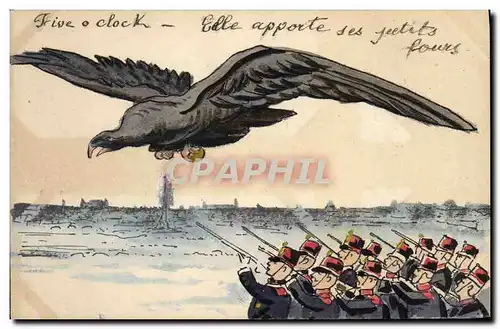 Cartes postales Militaria Five o clock aigle (peint a la main)