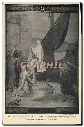 Ansichtskarte AK Puvis de Chavannes Sainte Genevieve ravitaille Paris Peintures murales du Pantheon