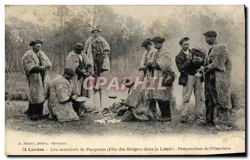 Ansichtskarte AK Folklore Landes Fete des bergers dans la Lande Preparation de l&#39omelette