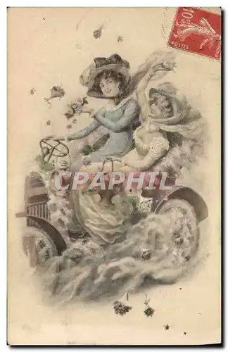 Cartes postales Fantaisie Femme Automobile