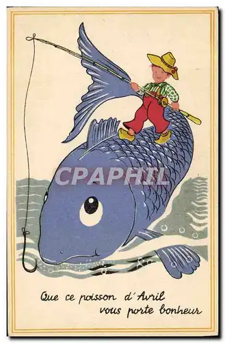 Ansichtskarte AK Fantaisie Enfant Poisson 1er Avril