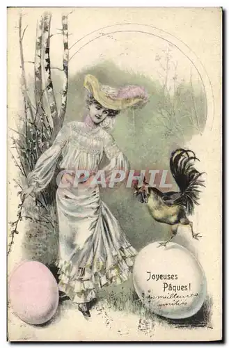 Cartes postales Fantaisie Femme Coq oeuf