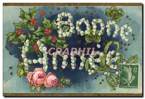 Cartes postales Fantaisie Fleurs Bonne annee