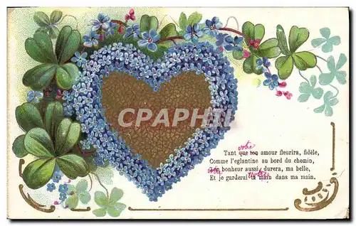 Cartes postales Fantaisie Fleurs Muguet Trefles