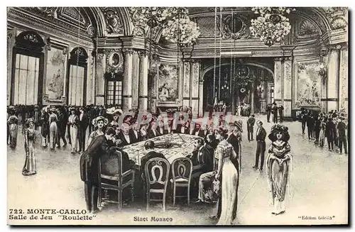 Cartes postales Casino Monte Carlo Salle de jeu La roulette