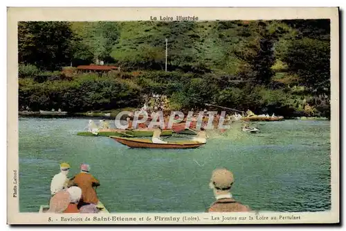 Cartes postales Environs de Saint Etienne et de Firminy Les joutes sur la Loire au Pertuiset