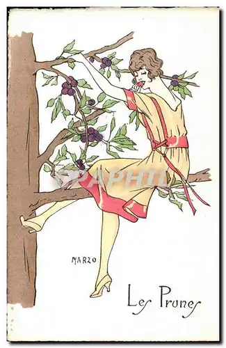 Ansichtskarte AK Fantaisie Illustrateur Marzo Femme Les prunes